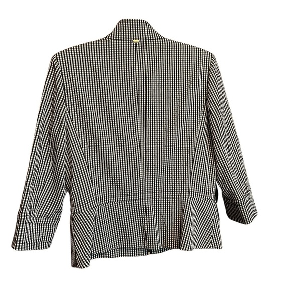 St John Black White/Black Gingham/Checked-cropped Blazer-Size 8-Zipper Front - Picture 5 of 13